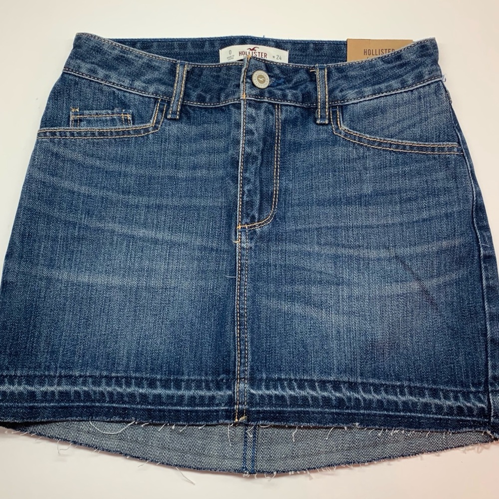Hollister Denim Blue Jean Mini Skirt Size 0 NWT